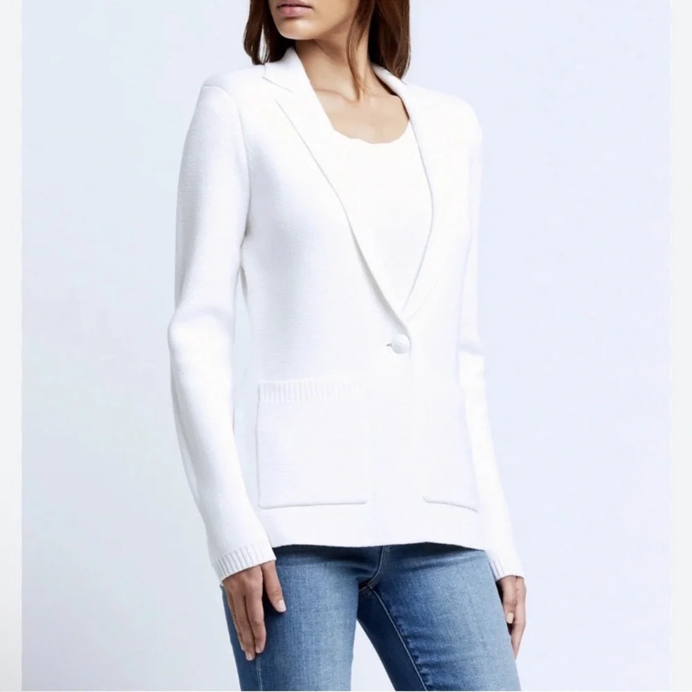 L'Agence Lacey White Knit Blazer